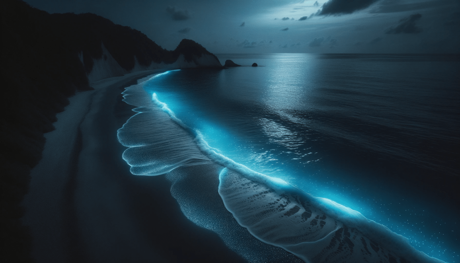 bioluminescent glow beach